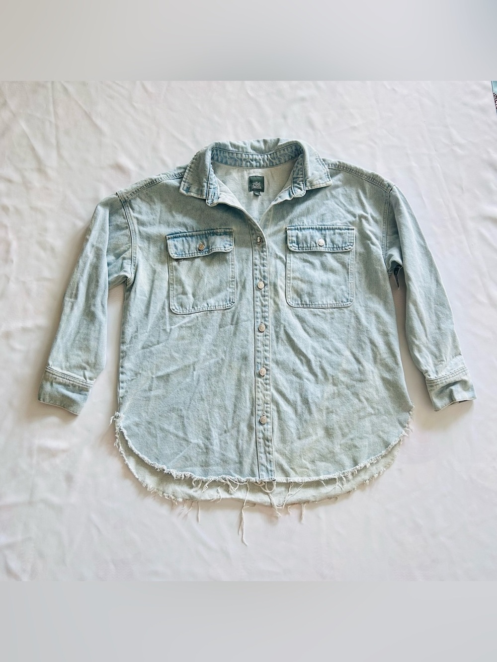 NWT XL Wild Fable Jean Jacket 100% Cotton Distressed Pre-Faded Motorcycle Denim